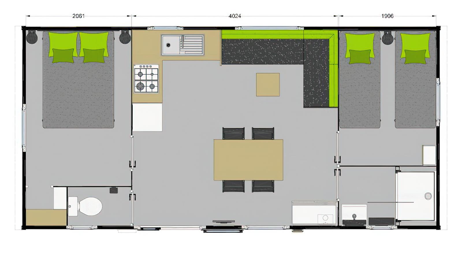 Plan du mobil home passion espace - Camping La Siesta | La Faute sur Mer