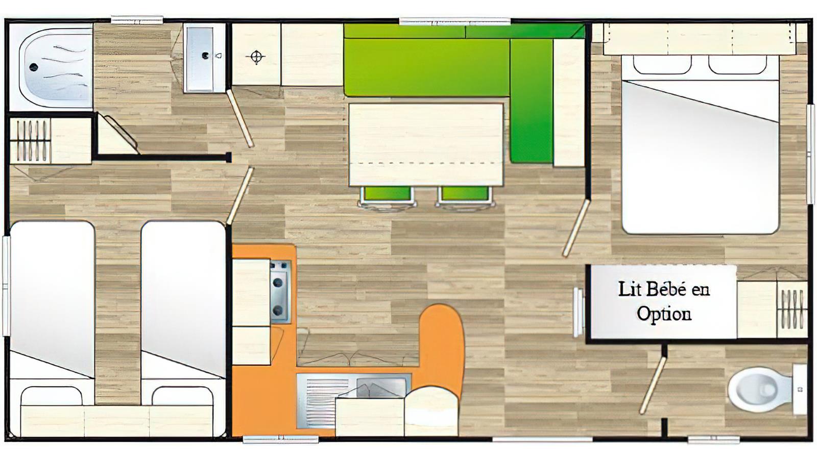 plan du mobil home - Camping La Siesta | La Faute sur Mer